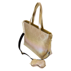 sanrio hello kitty 50th anniversary metallic gold tote crossbody bag with coin bag