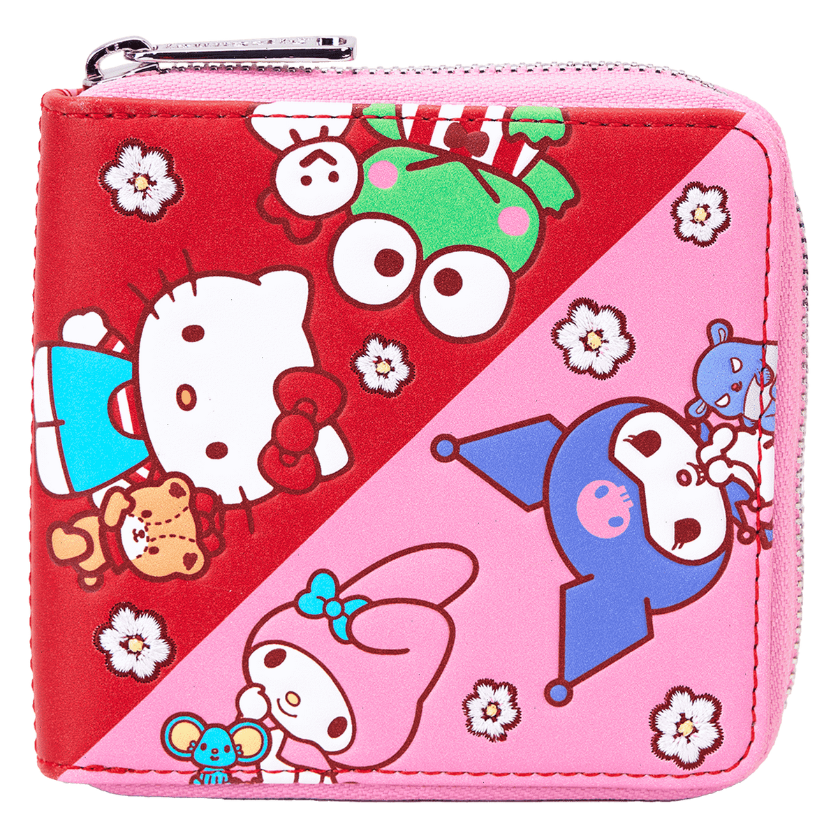 sanrio hello kitty & friends color block zip around wallet