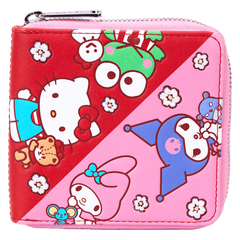sanrio hello kitty & friends color block zip around wallet