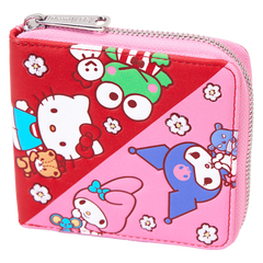 sanrio hello kitty & friends color block zip around wallet
