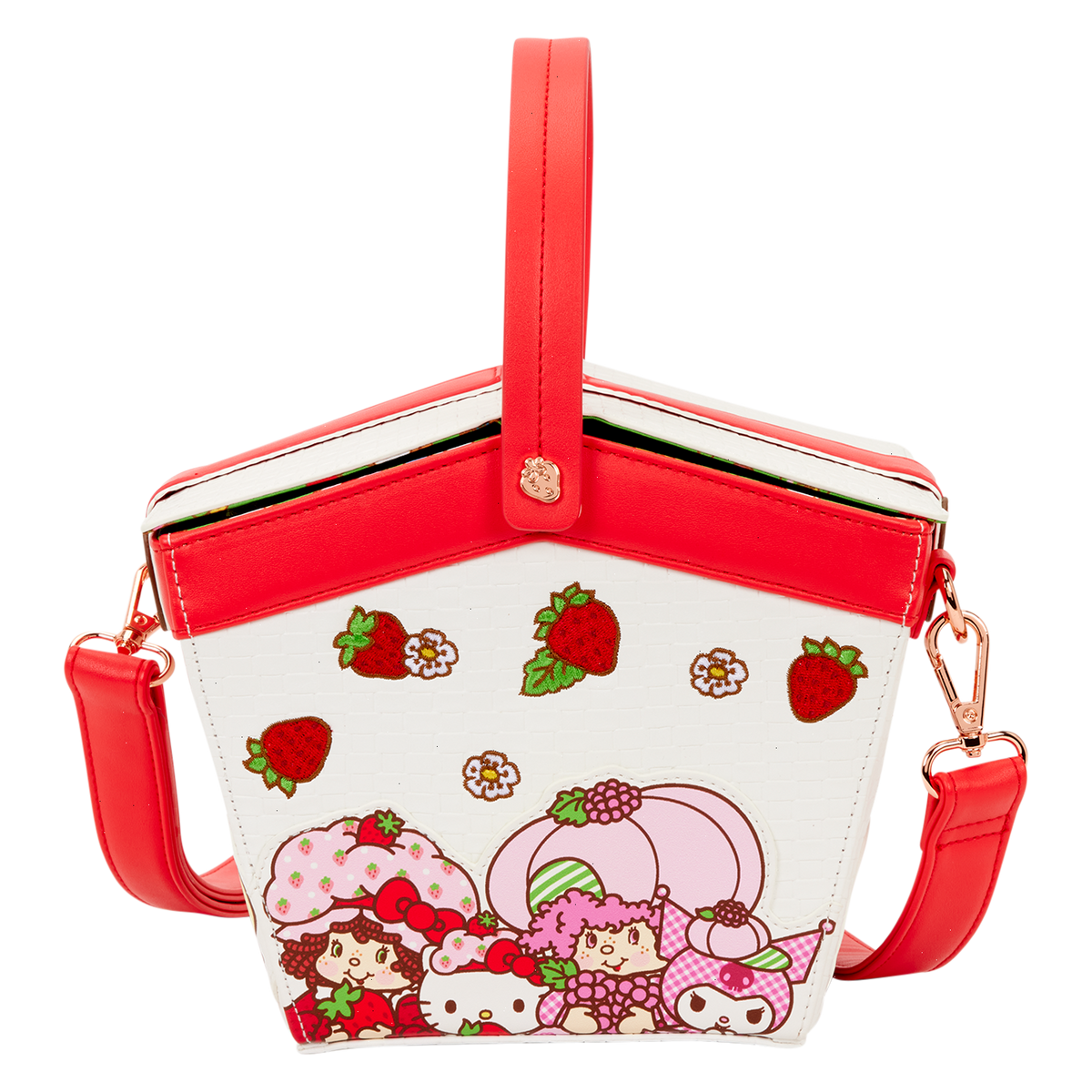 sanrio hello kitty & friends x strawberry shortcake scented figural basket crossbody bag