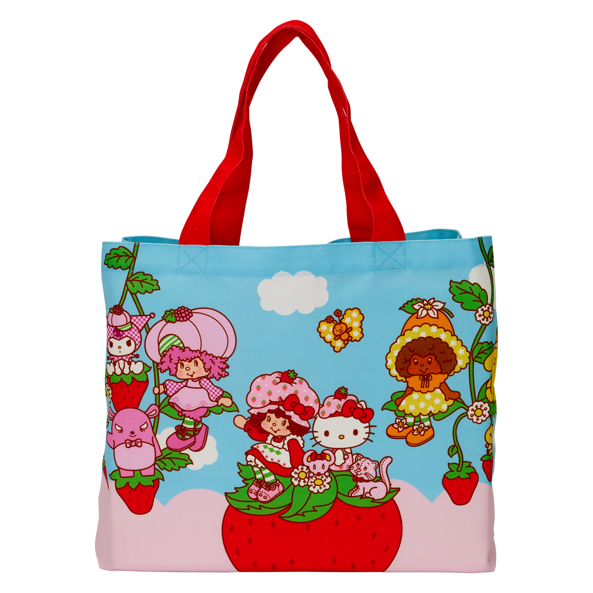sanrio hello kitty & friends x strawberry shortcake canvas tote bag