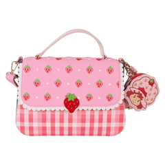 strawberry shortcake denim gingham crossbody bag with coin bag