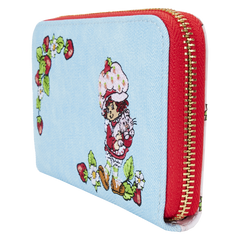strawberry shortcake denim zip around wallet