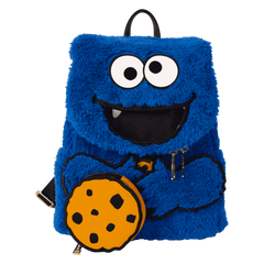 sesame street cookie monster plush cosplay mini backpack with coin bag