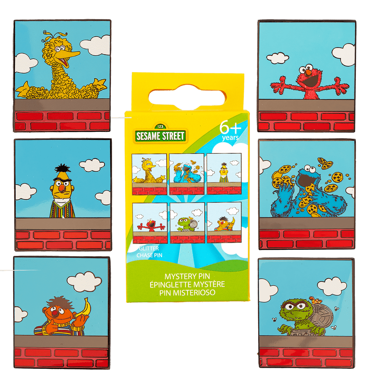 sesame street neighborhood friends mystery box pin
