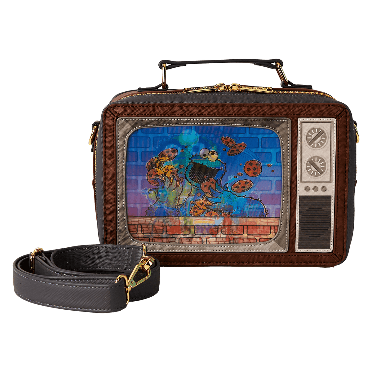 sesame street lenticular retro tv triple lenticular crossbody bag