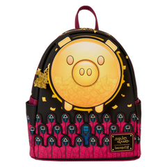 squid game piggy bank masked men glow mini backpack