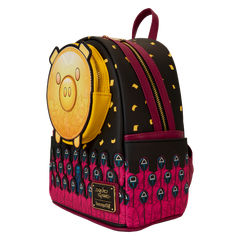 squid game piggy bank masked men glow mini backpack