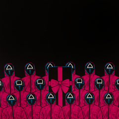 squid game piggy bank masked men glow mini backpack