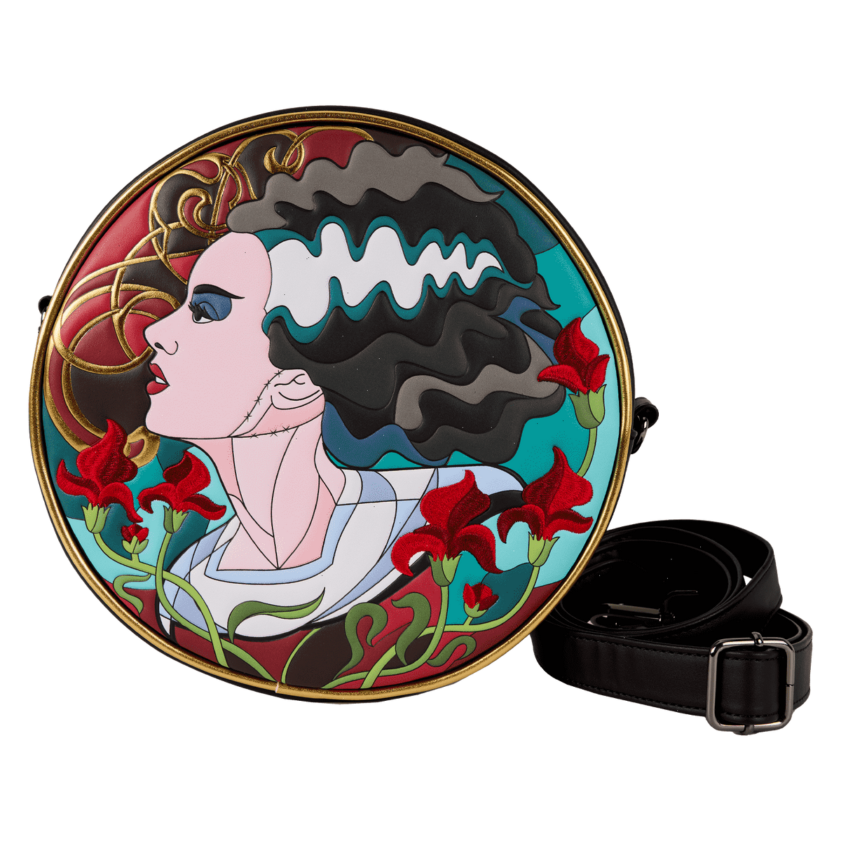 universal monsters the bride of frankenstein stained glass crossbody bag
