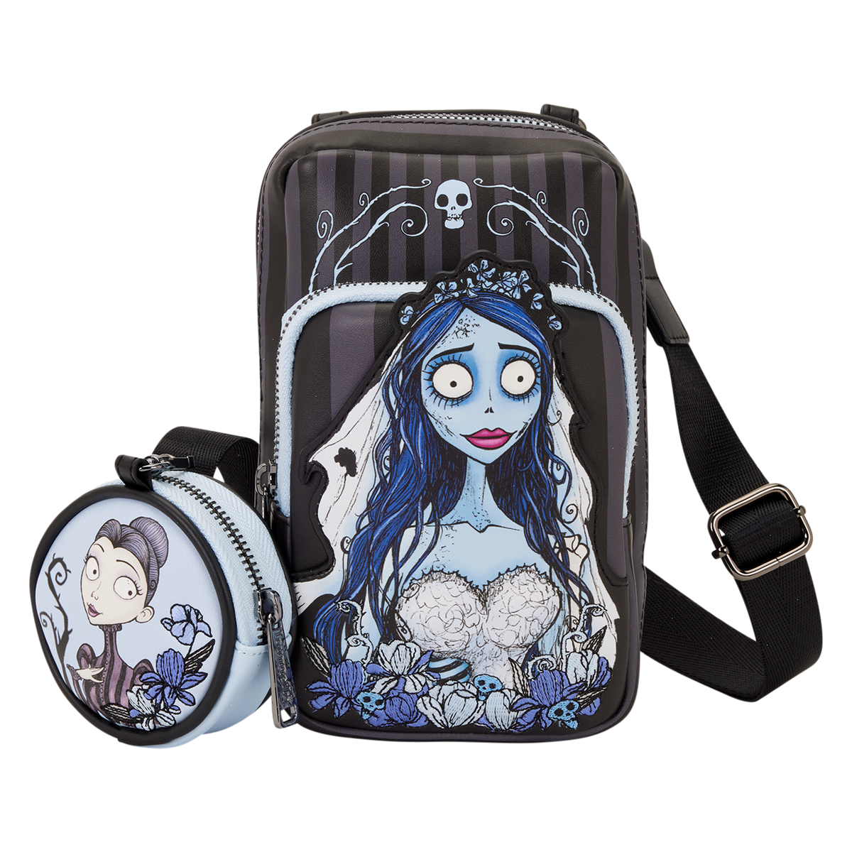corpse bride emily sling crossbody bag with coin bag