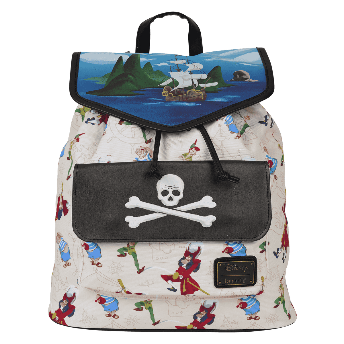 peter pan exclusive captain hook pirate ship drawstring full-size backpack