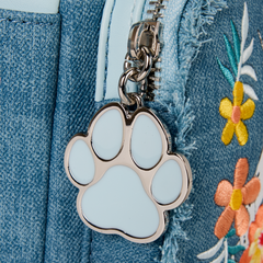 disney dogs & cats floral faux denim fringe mini backpack