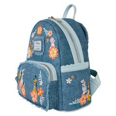 disney dogs & cats floral faux denim fringe mini backpack