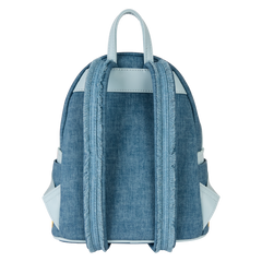 disney dogs & cats floral faux denim fringe mini backpack