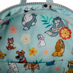 disney dogs & cats floral faux denim fringe mini backpack