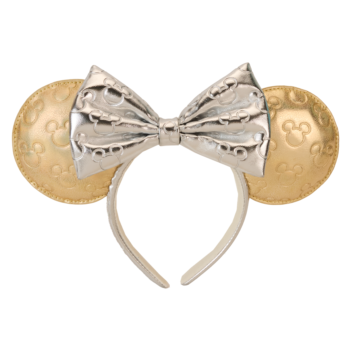 minnie mouse exclusive metallic gold & silver quilted ear headband