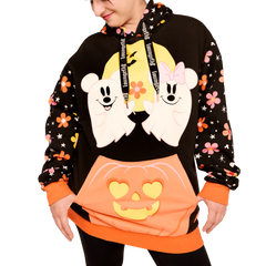 mickey & minnie floral ghost glow unisex hoodie
