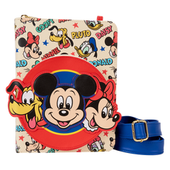 mickey & friends classic all-over print refillable stationery zip around crossbody journal