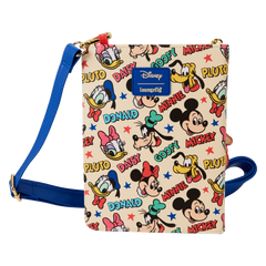 mickey & friends classic all-over print refillable stationery zip around crossbody journal