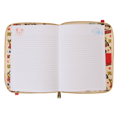 mickey & friends classic all-over print refillable stationery zip around crossbody journal