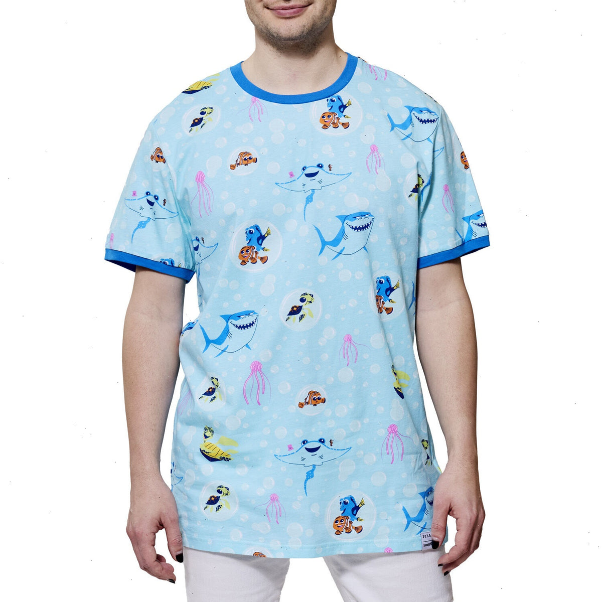 finding nemo 20th anniversary bubbles all-over print unisex ringer tee