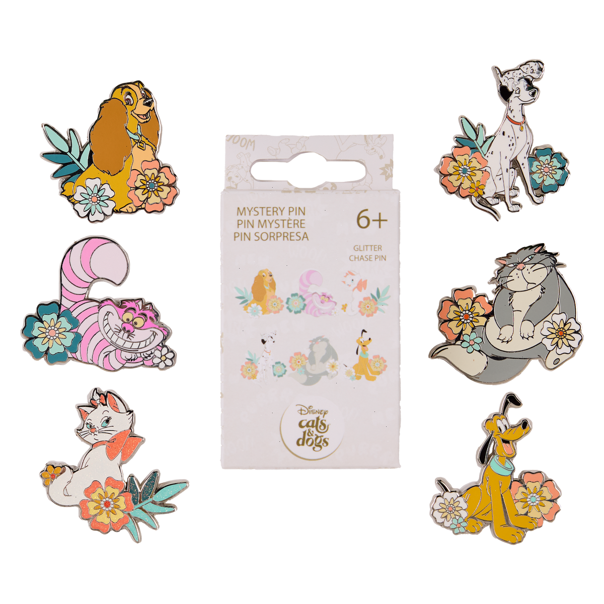 disney dogs & cats floral mystery box pin