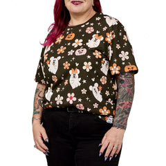 mickey & minnie floral ghost all-over print unisex tee