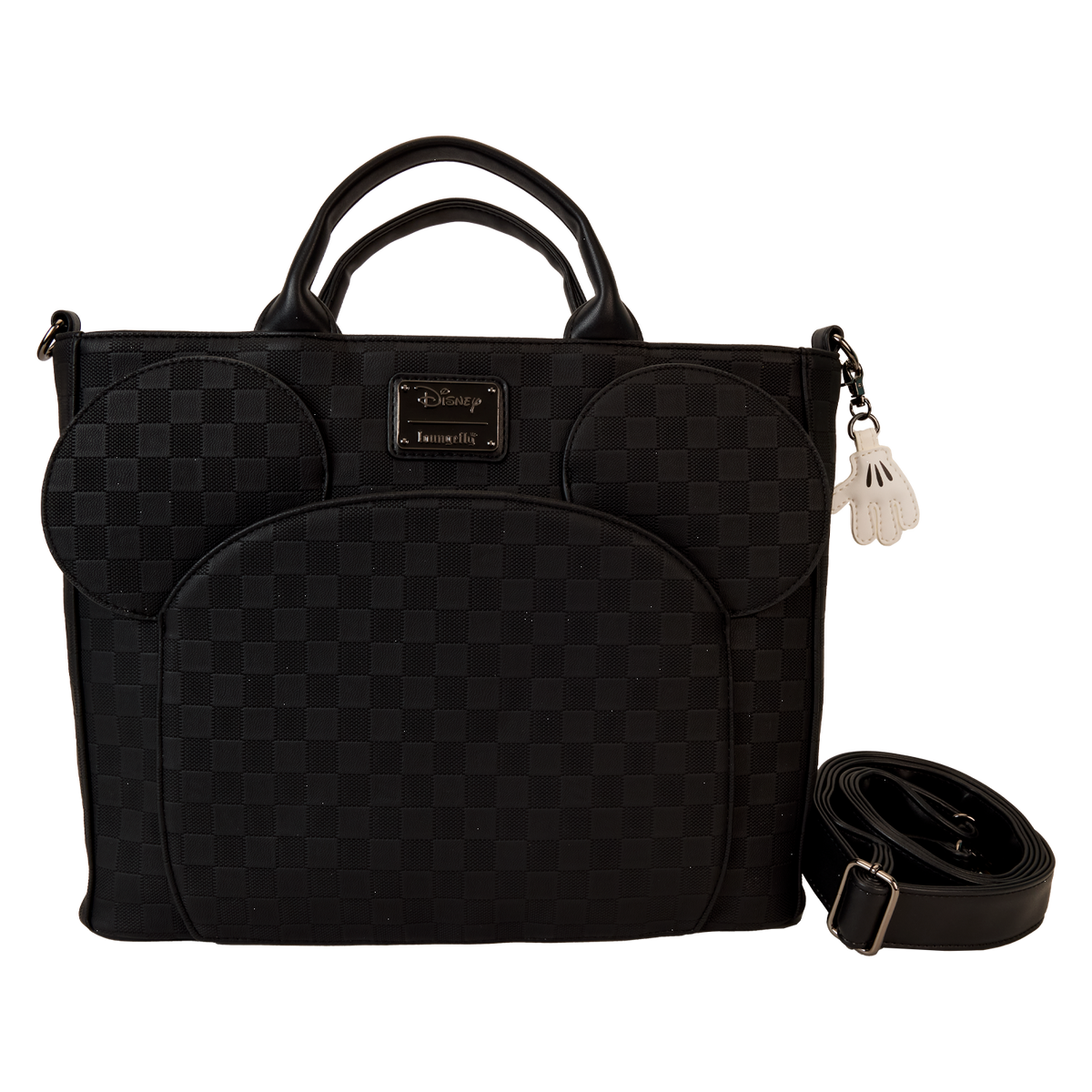 mickey mouse checkered texture convertible backpack & tote crossbody bag