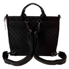 mickey mouse checkered texture convertible backpack & tote crossbody bag