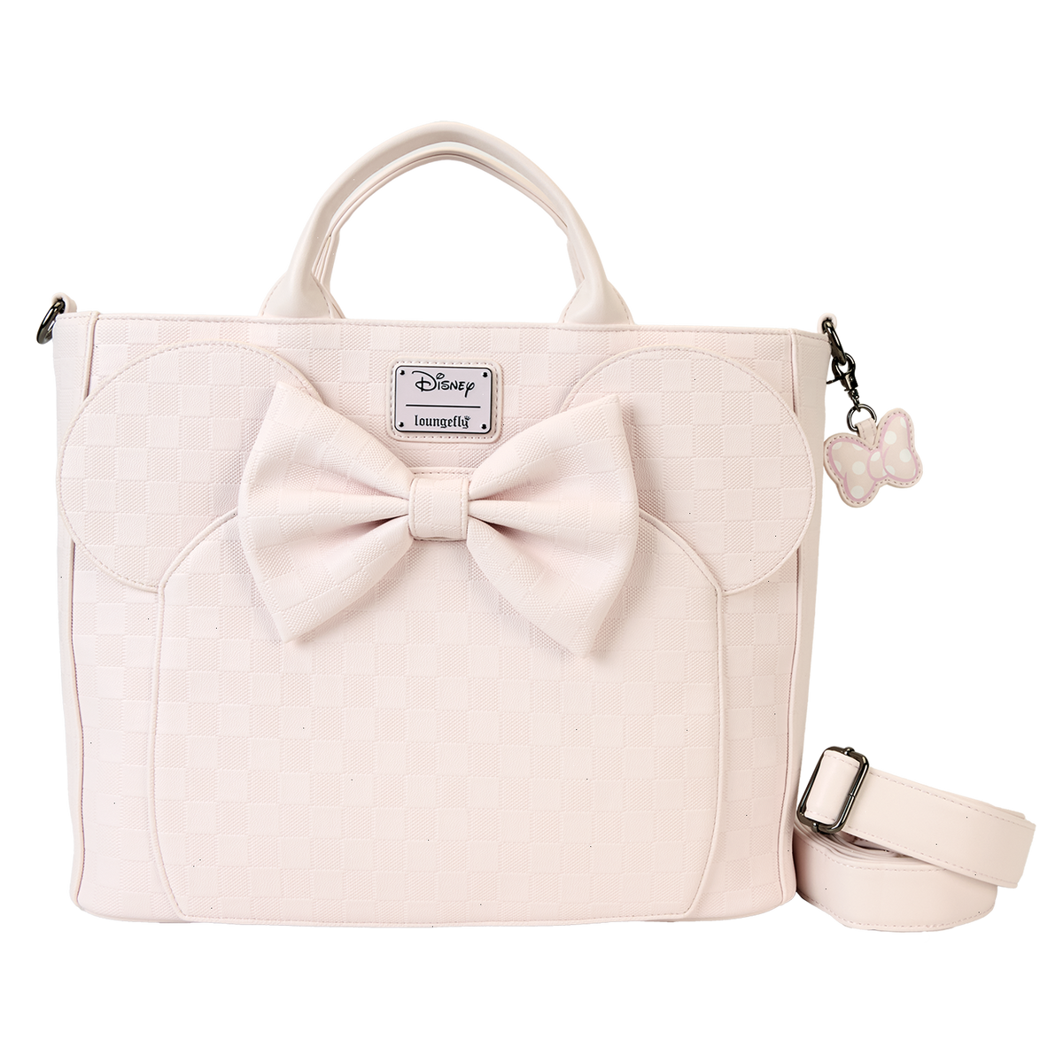 minnie mouse checkered texture convertible backpack & tote crossbody bag