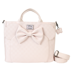 minnie mouse checkered texture convertible backpack & tote crossbody bag