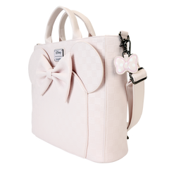 minnie mouse checkered texture convertible backpack & tote crossbody bag