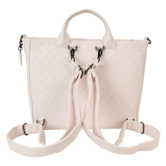 minnie mouse checkered texture convertible backpack & tote crossbody bag