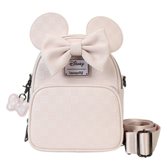 minnie mouse checkered texture convertible mini backpack & crossbody bag