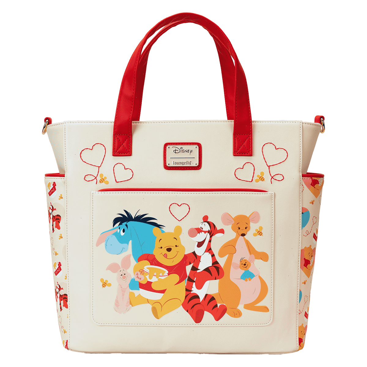 winnie the pooh & friends hearts convertible backpack & tote crossbody bag