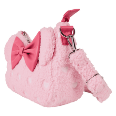 minnie mouse exclusive hearts strawberry scented sherpa crossbody bag