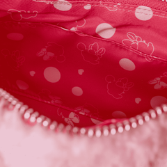 minnie mouse exclusive hearts strawberry scented sherpa crossbody bag