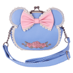 minnie mouse floral and lace kisslock crossbody bag