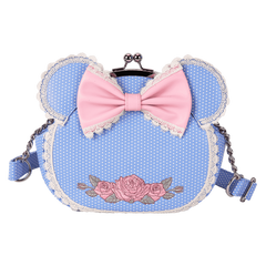 minnie mouse floral and lace kisslock crossbody bag