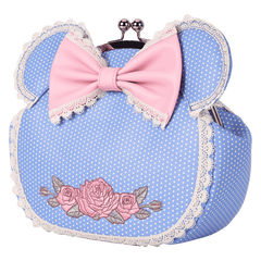 minnie mouse floral and lace kisslock crossbody bag
