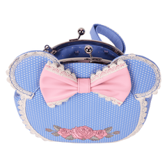 minnie mouse floral and lace kisslock crossbody bag