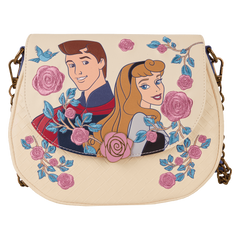 sleeping beauty princess aurora & prince phillip floral crossbody bag