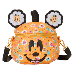 mickey mouse floral pumpkin head glow figural crossbody bag