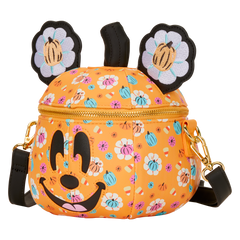 mickey mouse floral pumpkin head glow figural crossbody bag