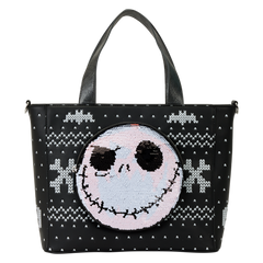 the nightmare before christmas jack skellington reversible sequins tote crossbody bag with coin bag