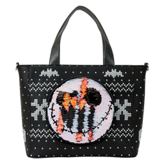 the nightmare before christmas jack skellington reversible sequins tote crossbody bag with coin bag