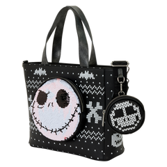 the nightmare before christmas jack skellington reversible sequins tote crossbody bag with coin bag