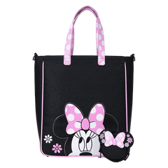 minnie mouse floral rock the dots tote crossbody bag with coin bag